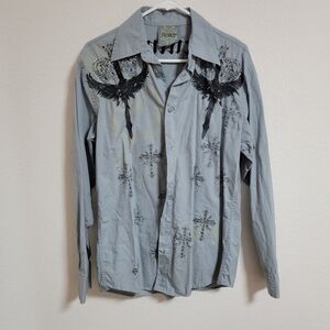 Roar Gray Shirt with Embellished Black Embroidery